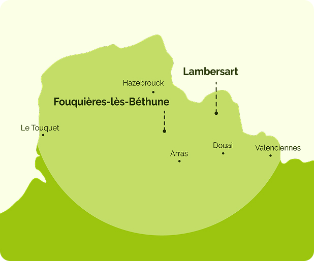 Les zones d'intervention de Ma Menuiserie et moi, Hauts de France